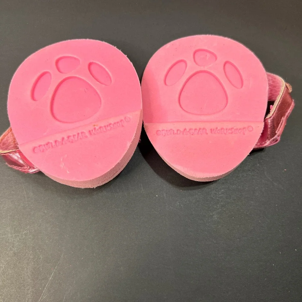 Build-A-Bear‎ OS Sandals Plush Pink Excellent Metallic Gemstone Flip Flops